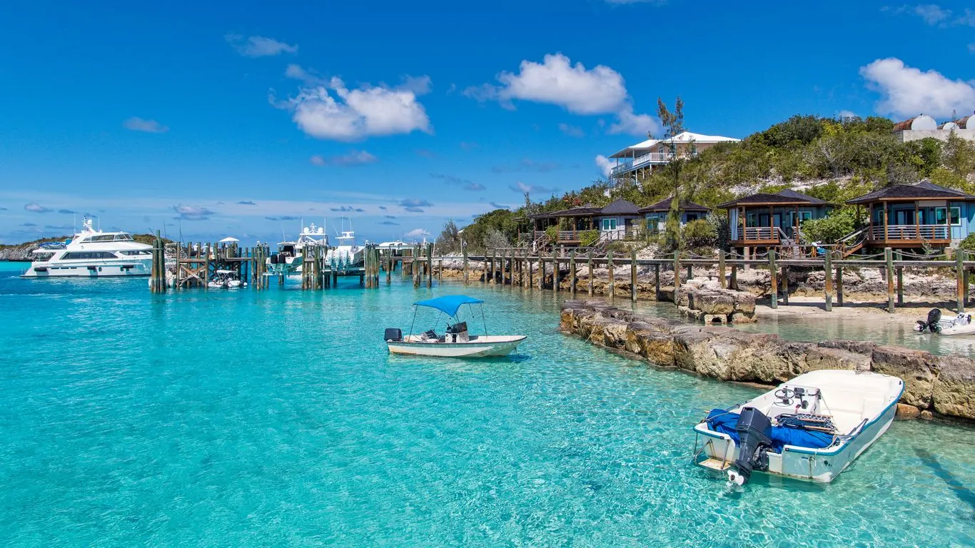 Staniel Cay Yacht Club and surrounding cays, Exuma Bahamas